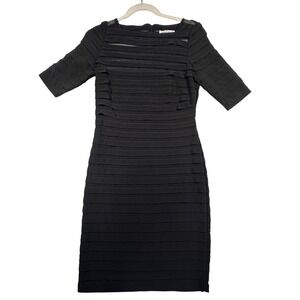 Vintage Simply Liliana Black Sheath Dress‎ Tiered Knee Length Party Bodycon